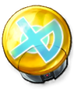 A yellow orb, the Experience Bilia, with a blue x design in the middle.