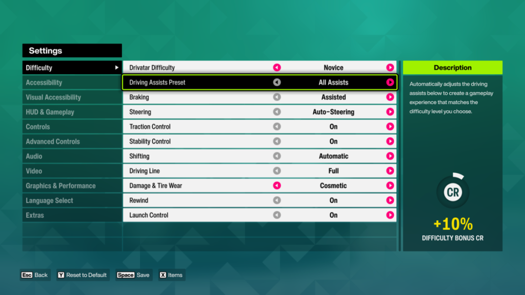 Changing the settings in Forza Horizon 6