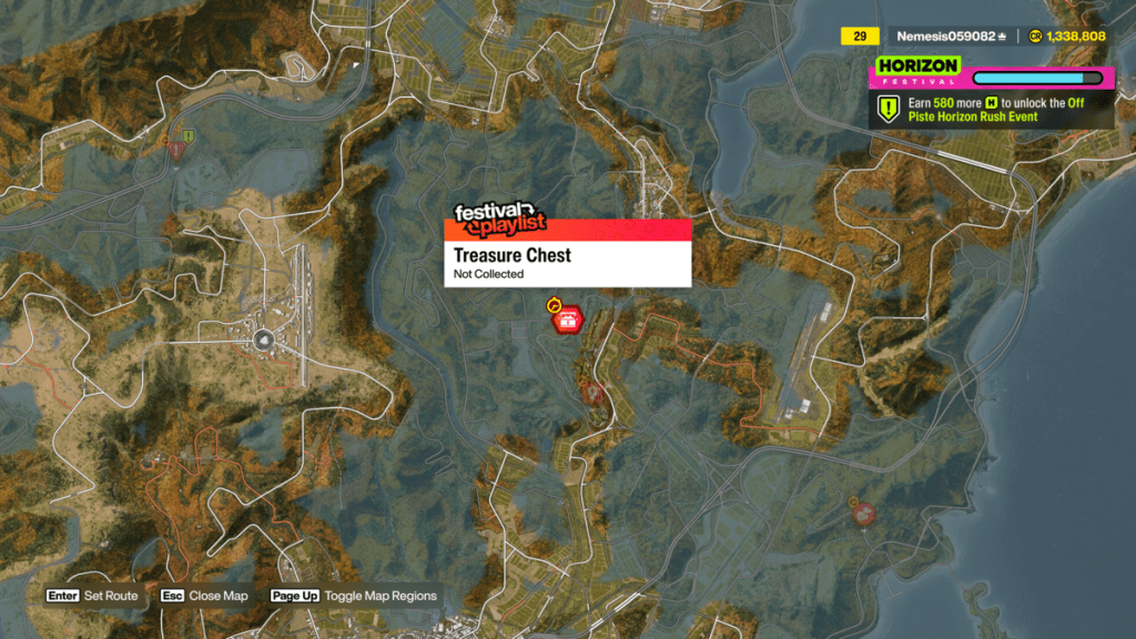 Minamino region treasure hunt chest location