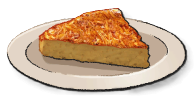 A white plate with a slice of a Frittata with flaky dark orange seasoning on top 