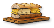 A sandwich with cheesy bread in the middle