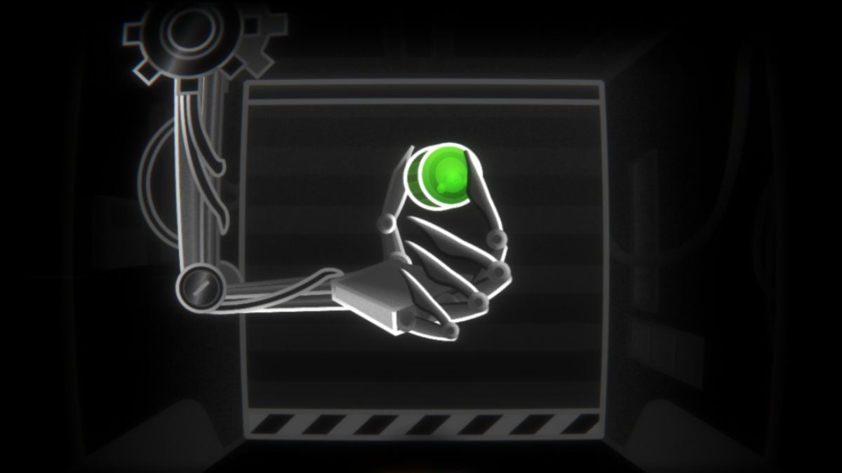Taxman's mechanical hand holding out green tax token