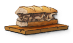 A sandwich with roast beef on it.