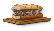 A sandwich with roast beef on it.