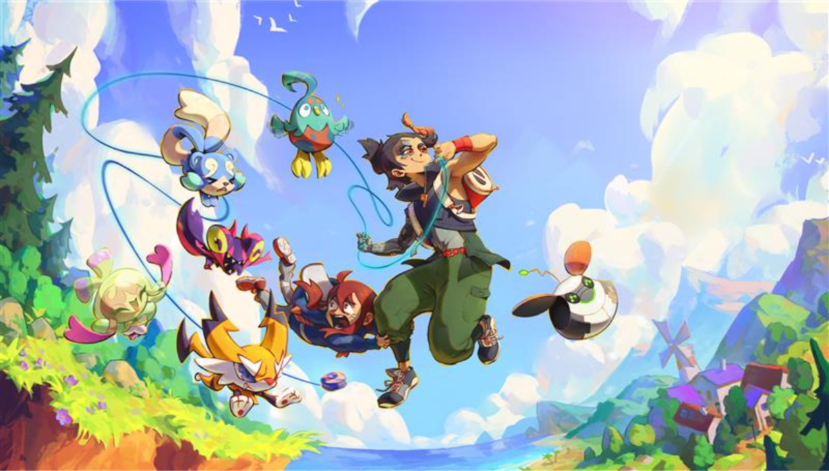 Promotional image for LumenTale, showing Trey leaping into the air surrounded by Animon
