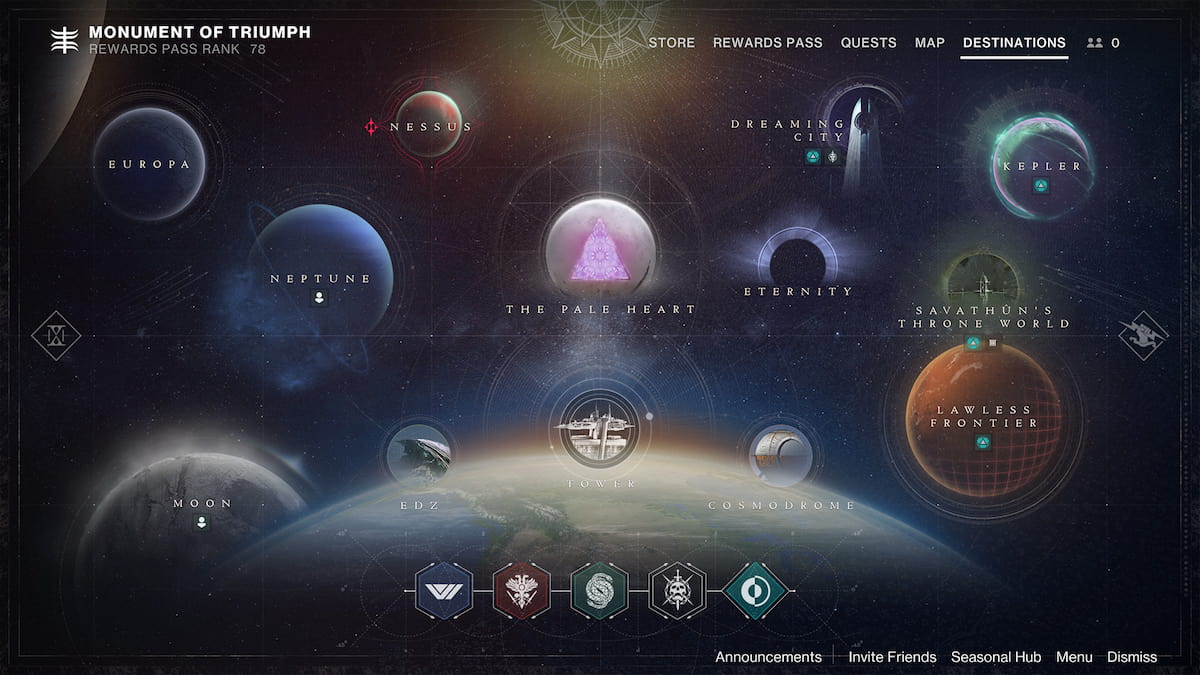 The Overhauled Director screen for the Monument of Triumph update in Destiny 2