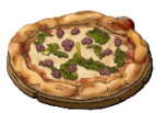 A pizza with mushroom and broccoli toppings
