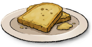 A couple pieces of toast on a white plate.