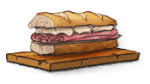 A sandwich with meat and cheese. This is the Panino in LumenTale