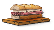 A sandwich with meat and cheese. This is the Panino in LumenTale