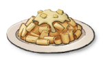 The Patate e Provella recipe from LumenTale, a plate of pasta with a light cream topping