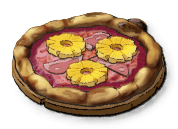 A pizza with pineapple rings and ham on it. This is the Orrida recipe from LumenTalw