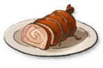 A loaf of meat sliced into chunks.