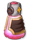 A potion with leather designs on the outside. This is the Potion EX in LumenTale