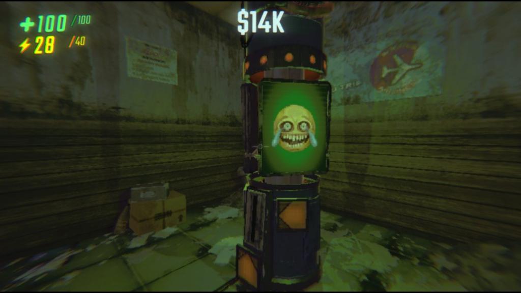 The pillar to insert Tax Tokens into with REPO crying laughing emoji placed onto the screen display, oscillating