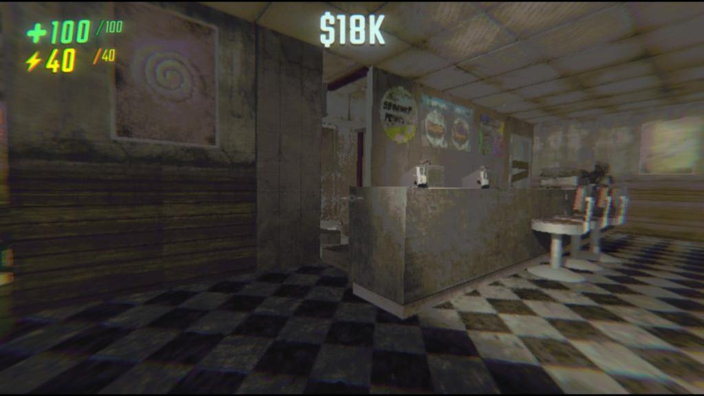 Breaching into the secret shop behind the diner interior in service station
