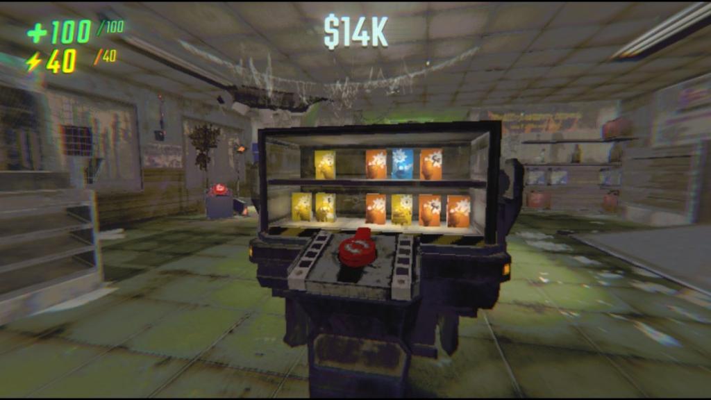 Reroll button at the Upgrades shelves inside the Service Station