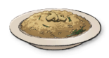 A deep dish of rice and mushrooms. This is the Riso del Bosco in LumenTale