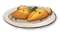 A plate with beige triangle food shapes on it