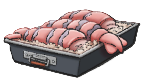A grey box with lobster tails draped over it.
