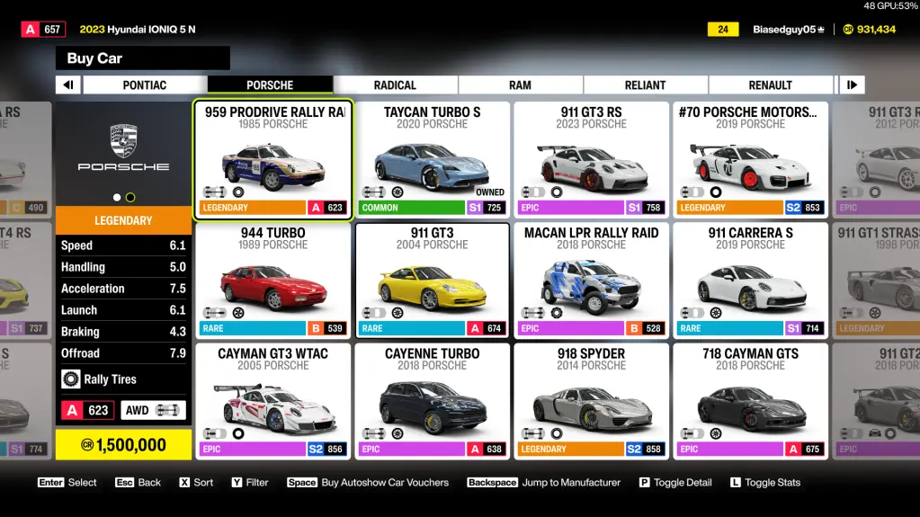 Porsche Cars in Forza Horizon 6