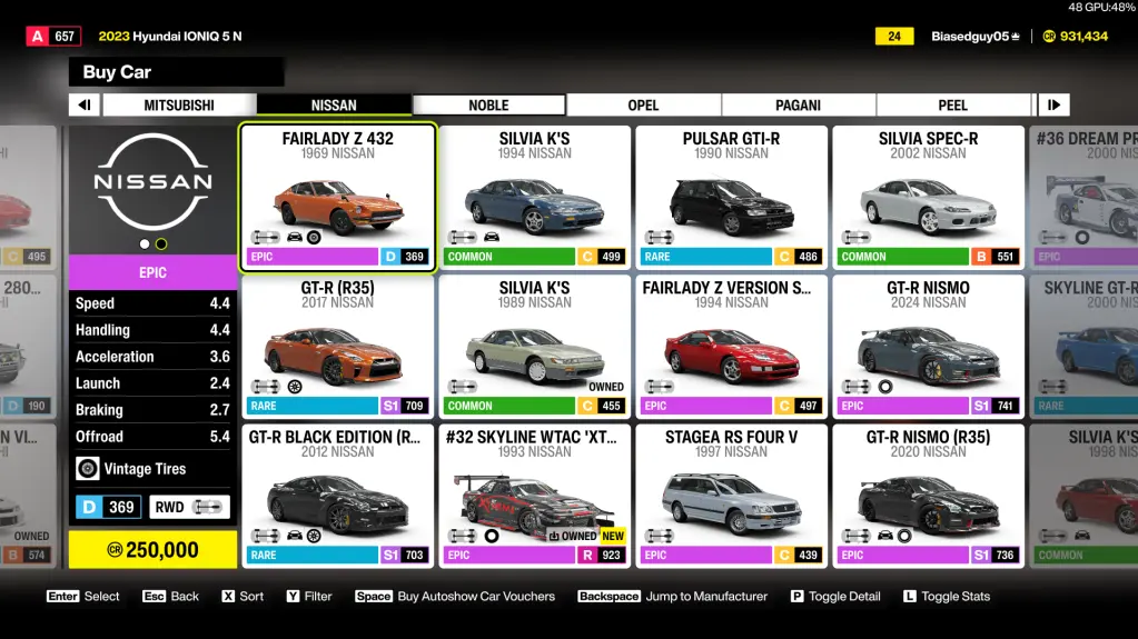 Nissan cars in Forza Horizon 6