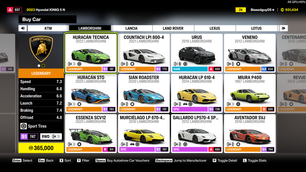 Lamborghini cars in Forza Horizon 6