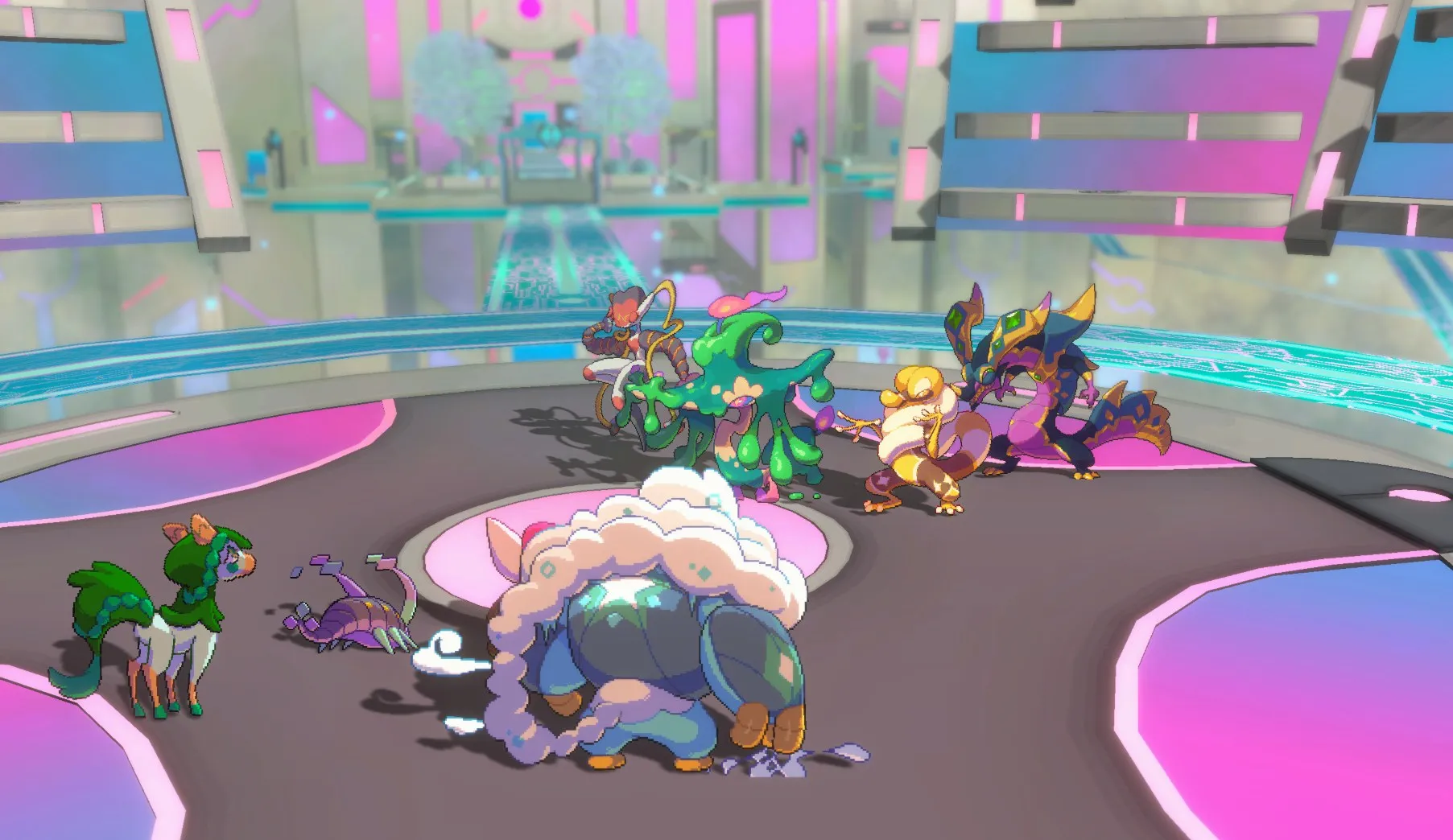 A screenshot from LumenTale showing the beginning of a battle screen with eight Animon on it