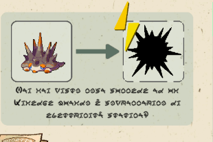 A picture of Kinedge with an arrow pointing to a spiky ball with the electric type symbol. Lines of illegible text are below the two images.