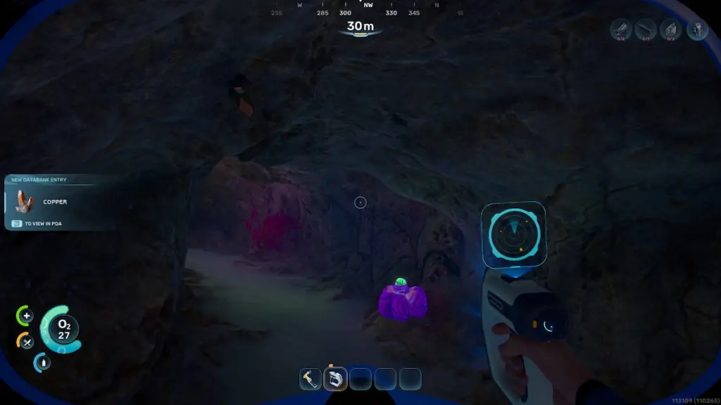 A player finds Copper in a cave in Subnautica 2.