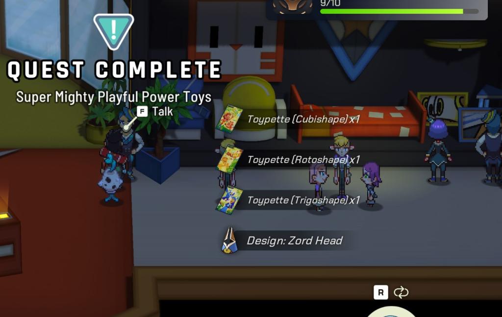 A screenshot from LumenTale showing the rewards for the  Super Mighty Playful Power Toys quest.