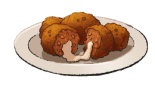 A white plate with fried balls on it