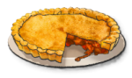 A raspberry pie with a slice taken out of it. This is the Tiella recipe from LumenTale