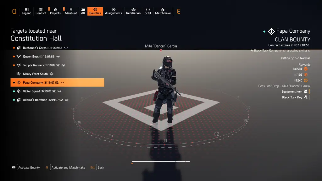Black Tusk bounties in The Division 2.