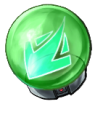 A green orb with an arrow point down in it. This is the Velox Bilia in Lumentale