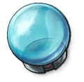 A blue sphere that looks hollow inside. This is a Bilia from LumenTale