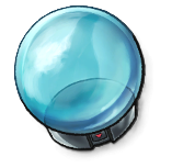 A blue sphere that looks hollow inside. This is a Bilia from LumenTale