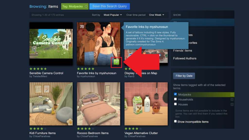 Download mod button in paralives