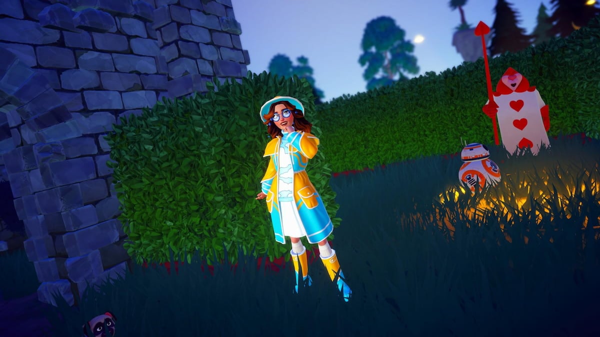 Standing in escape maze by card guard in disney dreamlight valley