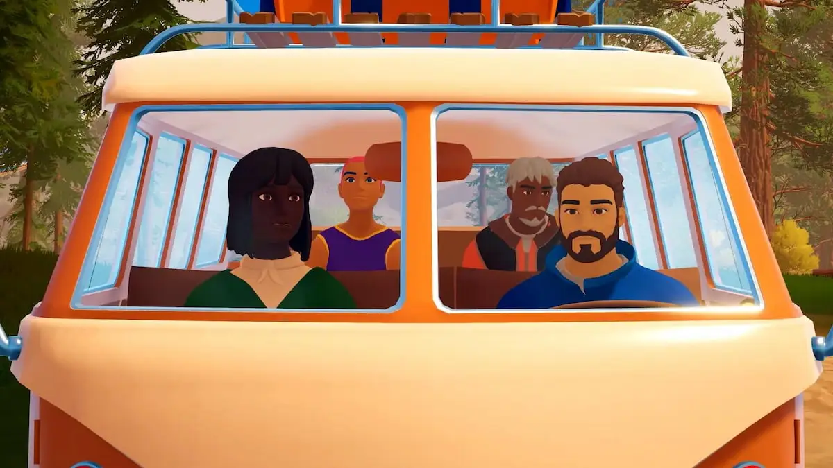 Four players in a van in outbound