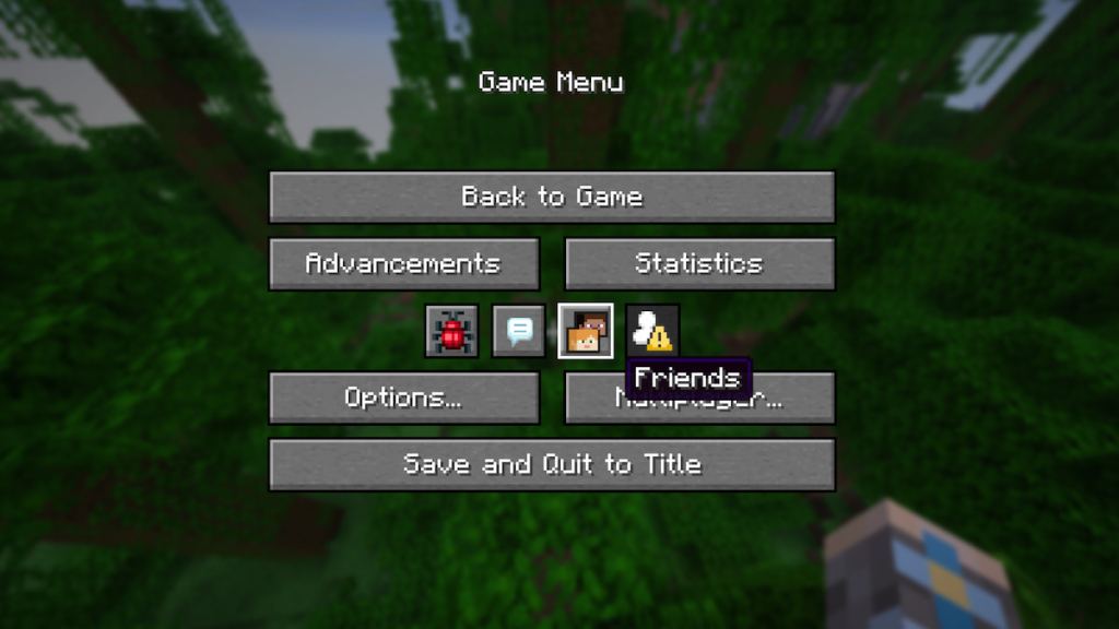 Friends icon on game menu in minecraft