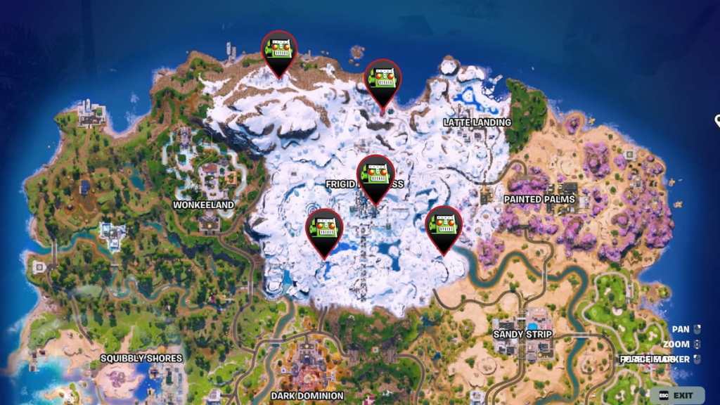 All Frigid Fortress Chaos Cube map locations in Fortnite