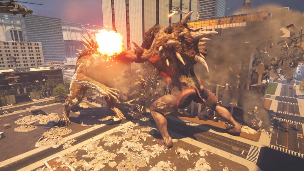 BeastLink monsters fighting in a destructible environment. 