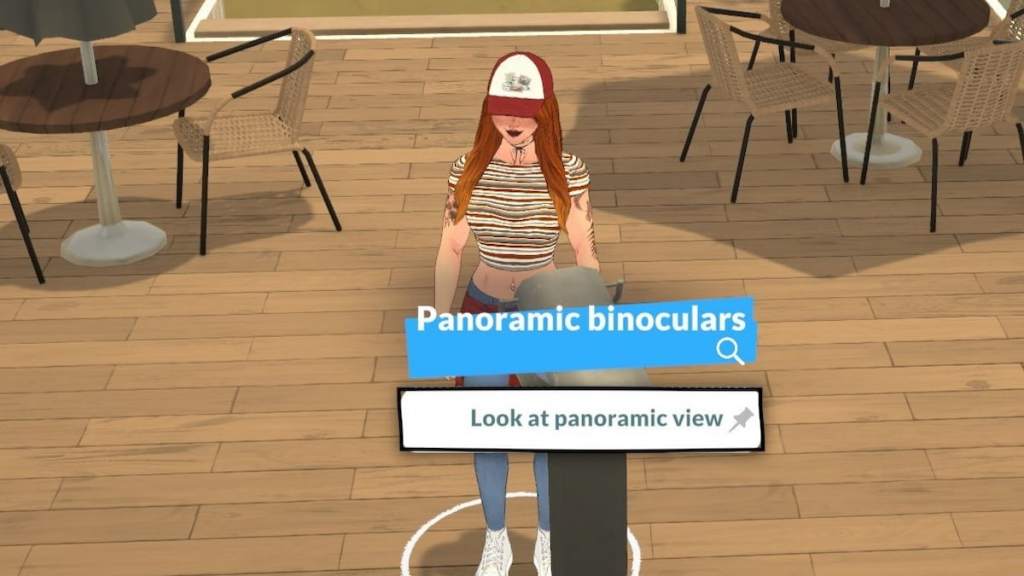 Look through binoculars in paralives