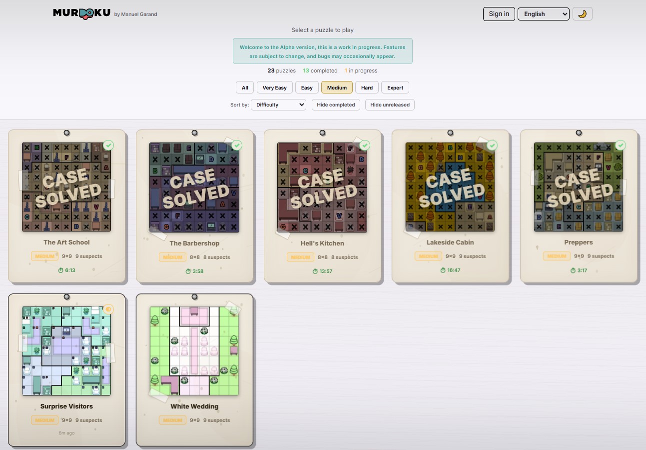 murdoku level select screen