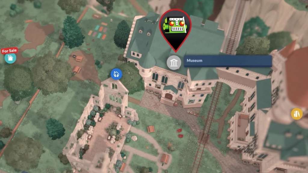 Museum map location marked in paralives