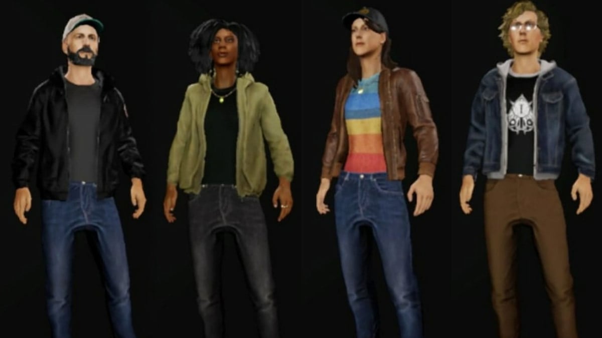 Four characters in Phasmophobia wearing cosmetics