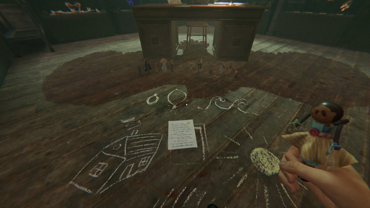 Holding child doll for second puzzle in phasmophobia alan wake event