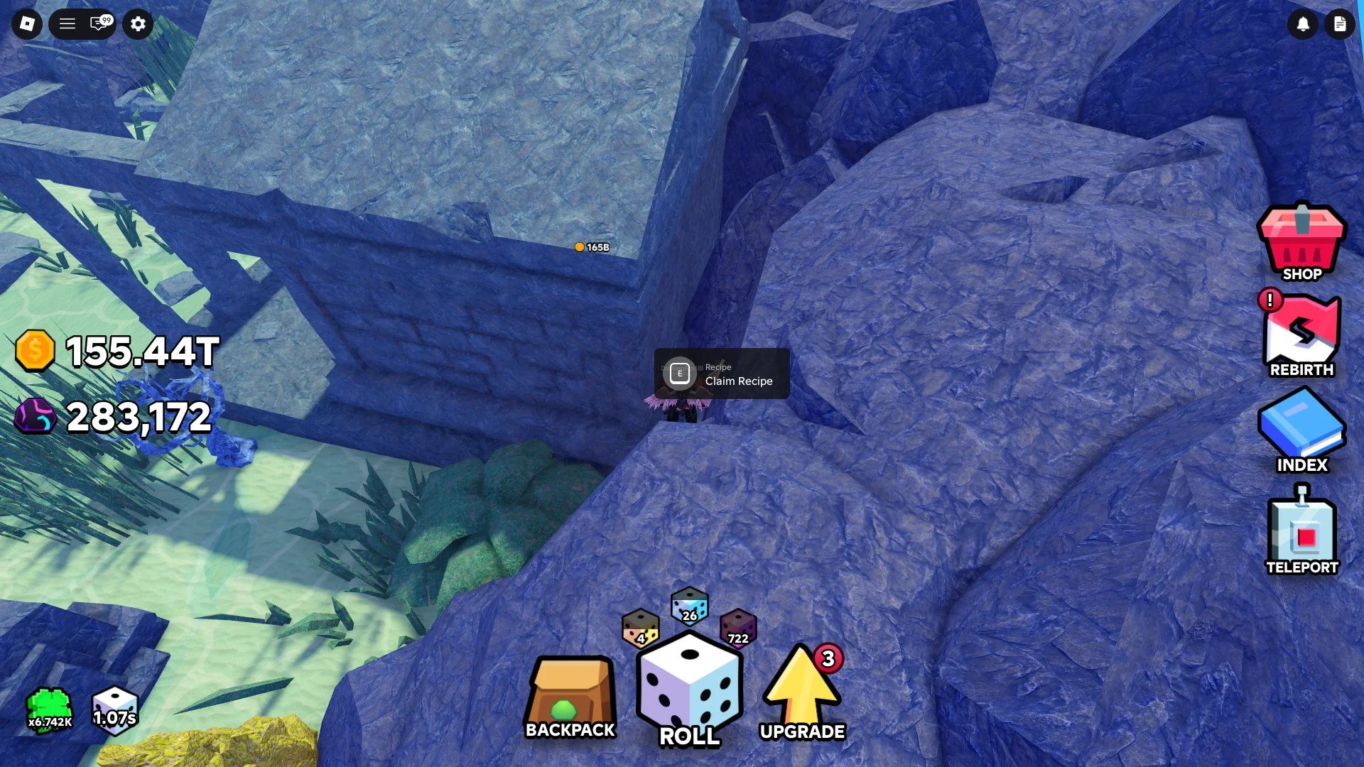 Location of the crafting recipe in the Atlantis zone of Slime RNG Roblox experience.