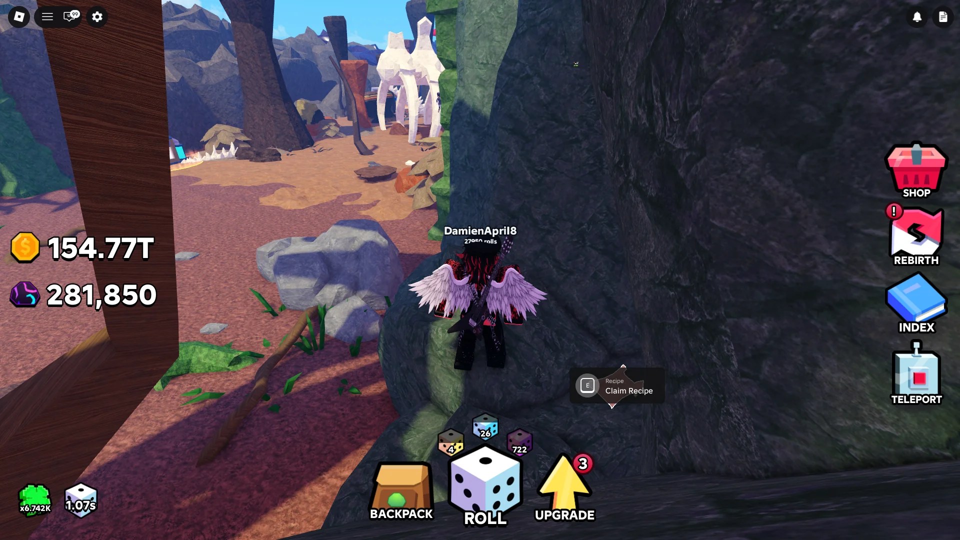 Location of the crafting recipe in the Jungle zone of Slime RNG Roblox experience.